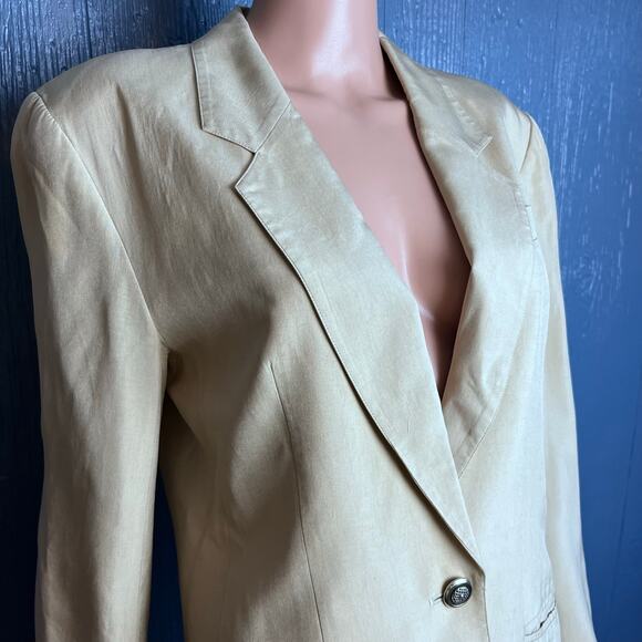 Talbots Silk Blazer Sz 6 Beige Minimalist Neutral Preppy Quiet Luxury Career - Picture 2 of 6